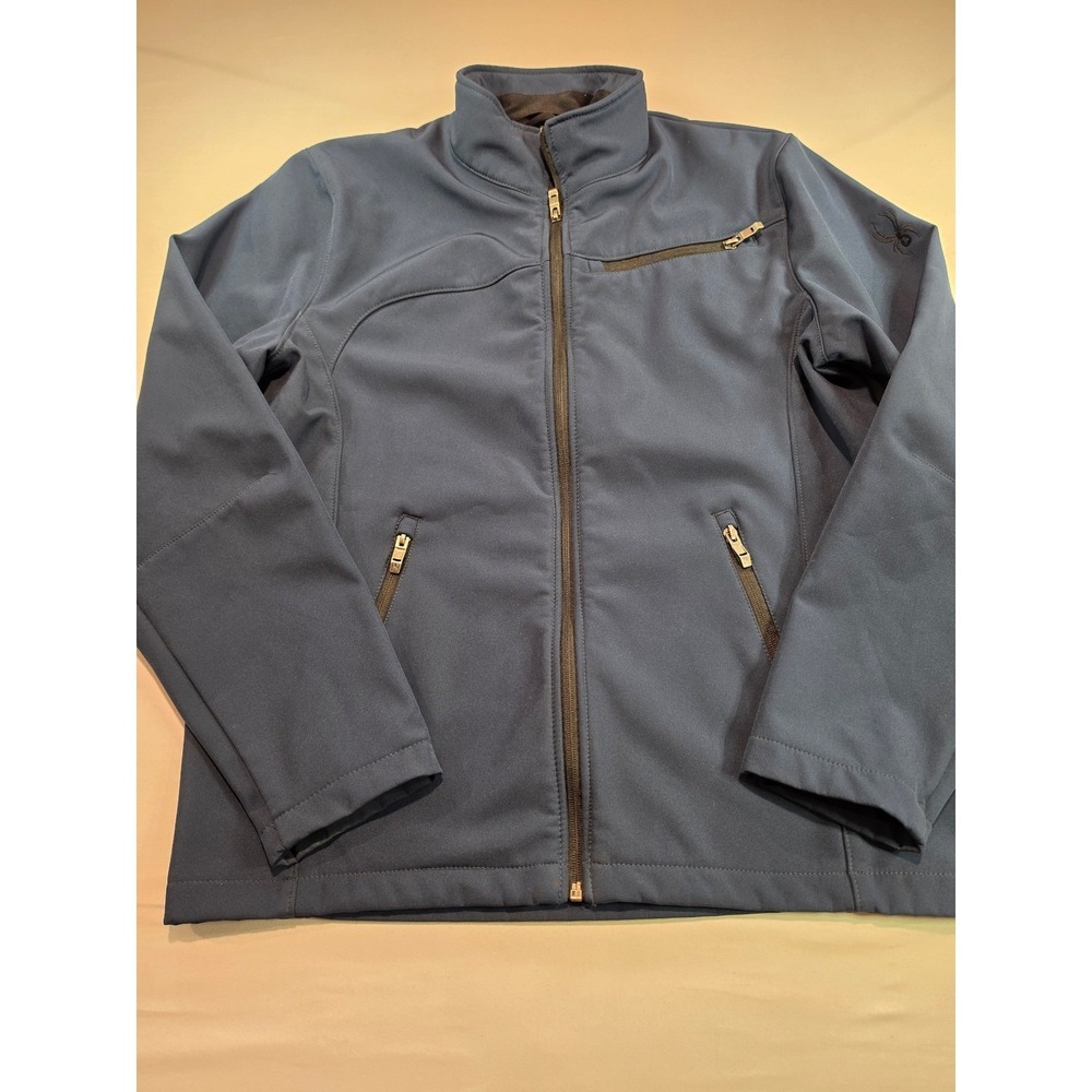 Spyder Mens Softshell Jacket Navy Blue Full Zip Fleece Lined Medium Outdoor‎ Ski